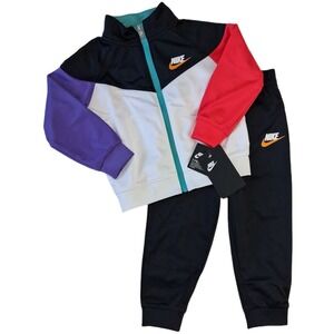 Nike 2pc Tracksuit Outfit Baby 24 Mos Colorblock Jacket‎ Pants Set Unisex NWT